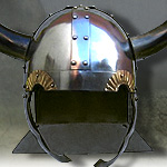 Viking Horned Helmet and stand