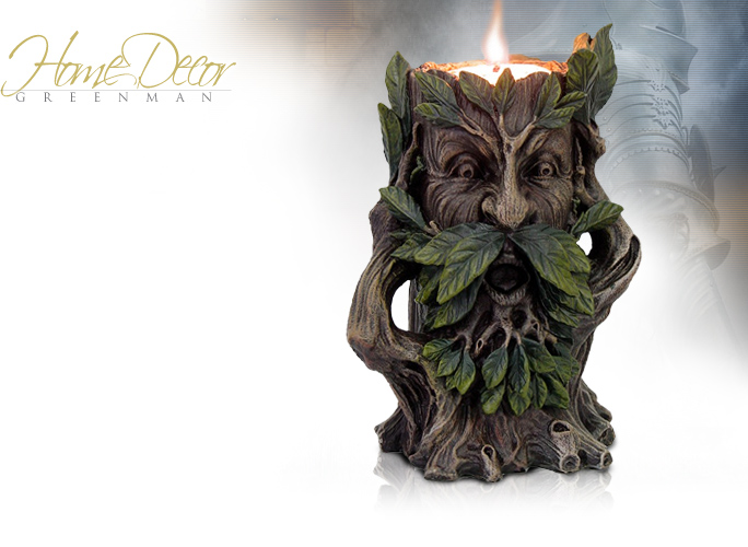 NobleWares Image of Hear No Evil Greenman Statue Candle Holder 8760 by Pacific Trading