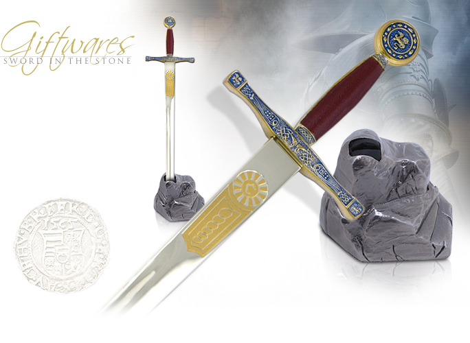 NobleWares Image of Mini Excalibur Sword in the Stone Desk Set MG01 MG011 by Art Gladius
