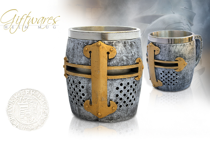 NobleWares Image of Cold Cast Steel Lined Crusader Knight's Helm Mug BK2132
