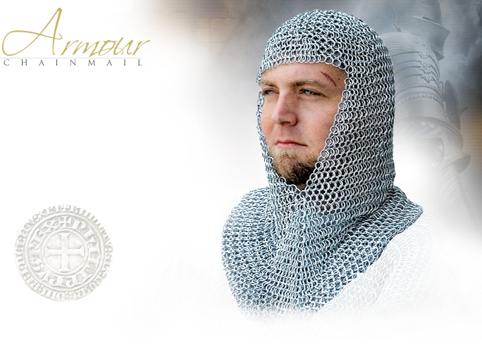 NobleWares Image of Medieval Knights Chainmail Hood/Coif LS1373 by Legends In Steel