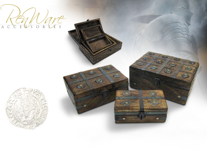 NobleWares Image of Small Nested 3-Piece Medieval Wooden Box Set SH2335A