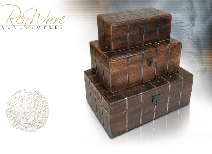NobleWares Image of Nested 3-Piece Medieval Wood/Iron Box Set SH2321