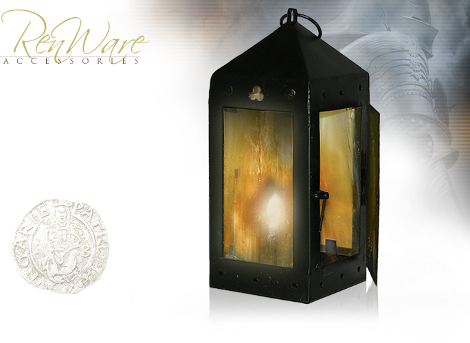 NobleWares Image of Medieval Blacksmith Forged Lantern OB0618 with Horn Panels by GDFB