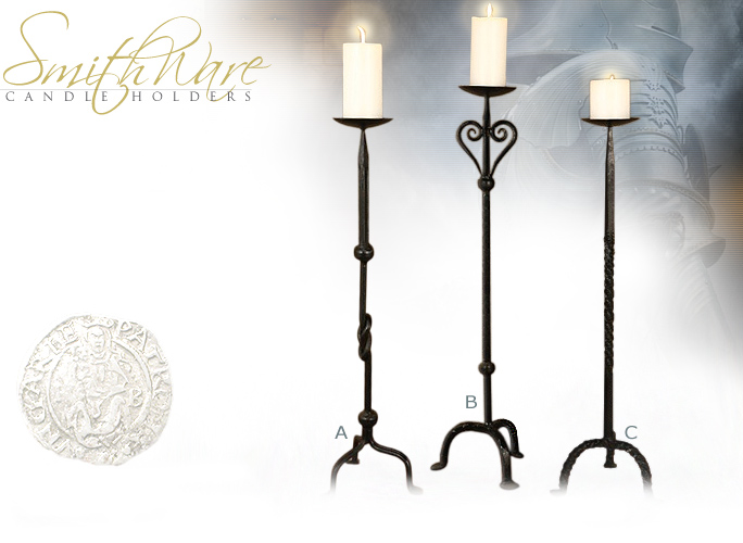 NobleWares Image of Hand Forged Medieval Long Stem Candle Holders AH6285.1, AH6285.2 and AH6285.3 by Deepeeka of India