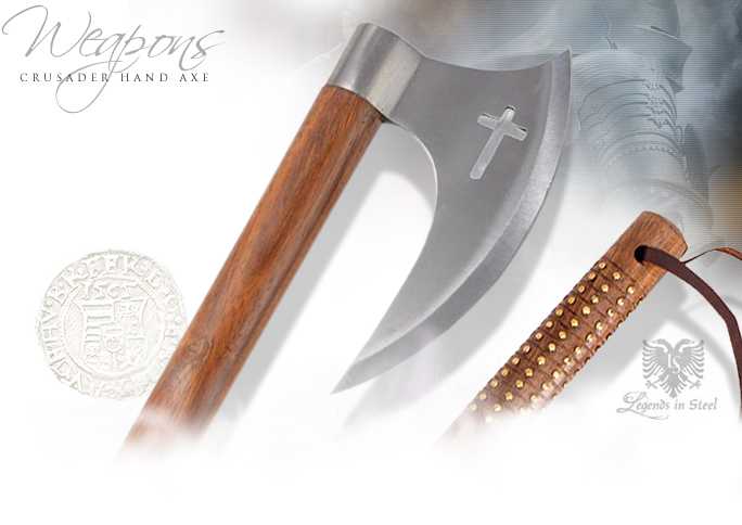 NobleWares Image of Legends In Steel Single Blade Crusader Hand Axe UC3049 by United Cutlery