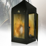 Medieval Blacksmith Forged Lantern OB0618 with Horn Panels by GDFB