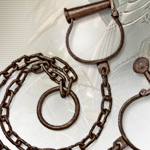 Antiqued Medieval Iron Chain & Cuffs with Lock-Down Ring 29-716 made in India
