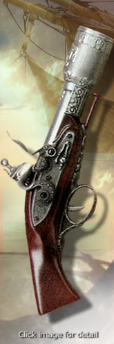 Replica Henry John Morgan English flintlock blunderbuss pistol
