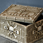 PT 6765 Cast Resin Skull and Bones Ossuary Box