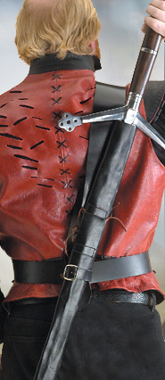 Genuine leather Baldric with scabbard back view