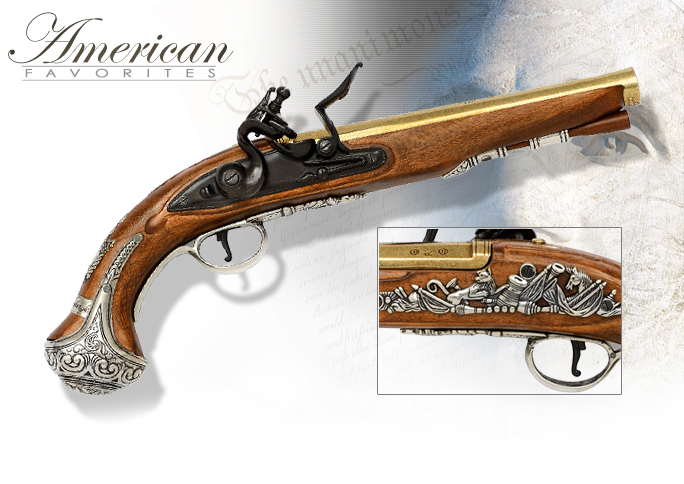 NobleWares Image of Colonial George Washington non-firing replica Flintlock Pistol model 1228 by Denix of Spain