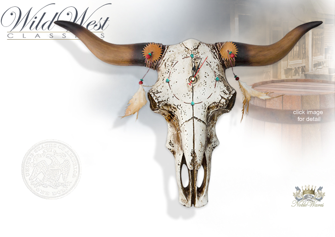 NobleWares Image of Tribal Decor Bulls Skull Clock