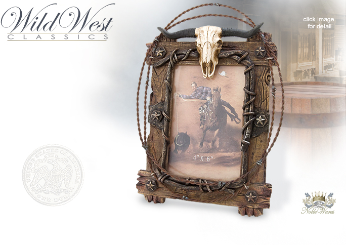 NobleWares Image of Western cast resin fence board 4x6 picture frame with real barbed wire