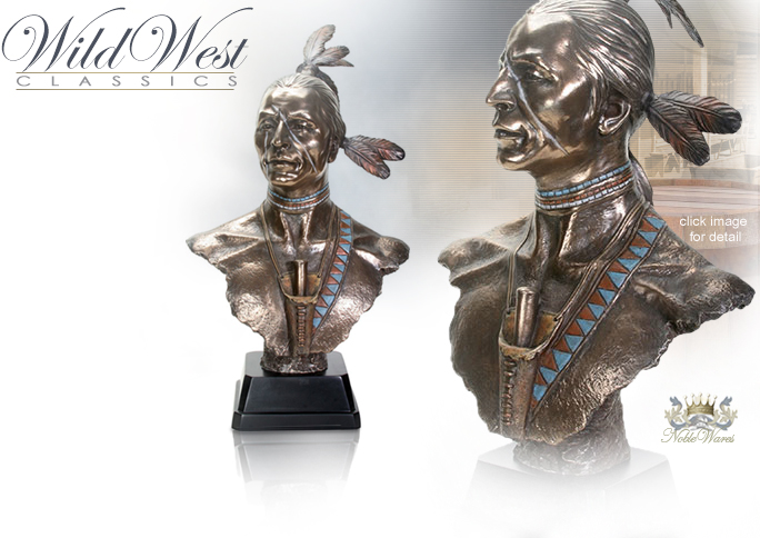 NobleWares Image of Cast Bronze Resin Native American Warrior Bust 8742 by YTC Summit