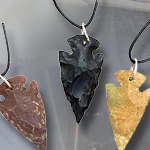 Jasper Agate Arrowhead Pendants with leather Neckalces 3-pack