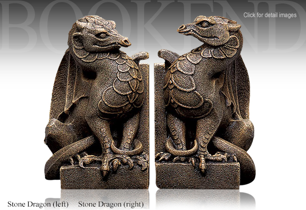 Windstone Editions Stone Dragon Bookends Set 1002L 1002R by M. Pea