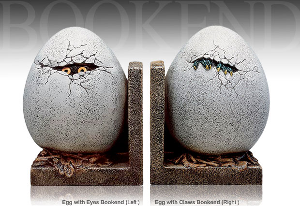 Windstone sculptured bookends  Egg with Eyes and Claws