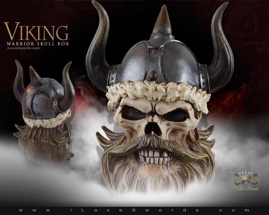 Viking Warrior Skull Box 8273 by Pacific Giftware