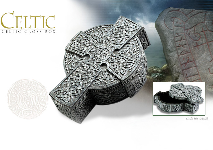 NobleWares Image of Celtic Cross Simulated Stone Treasure Box 6411 by YTC Summit