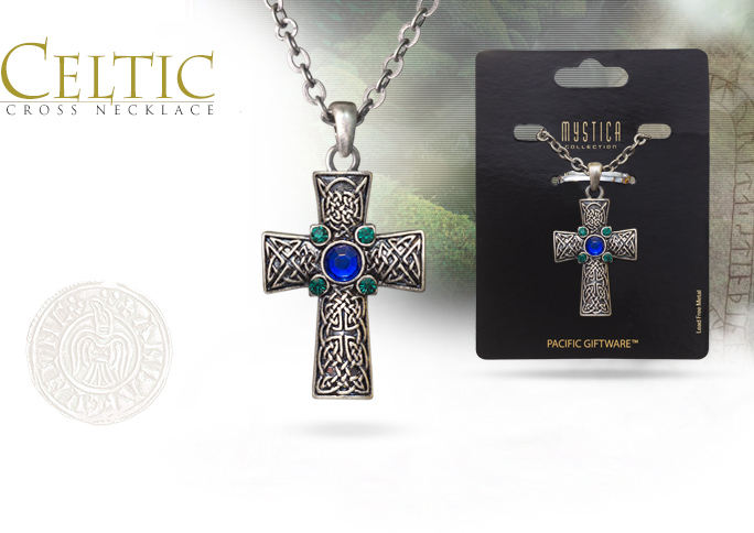 NobleWares Image of Mystica Collection Jeweled Celtic Cross Necklace J023 from Pacific Giftware