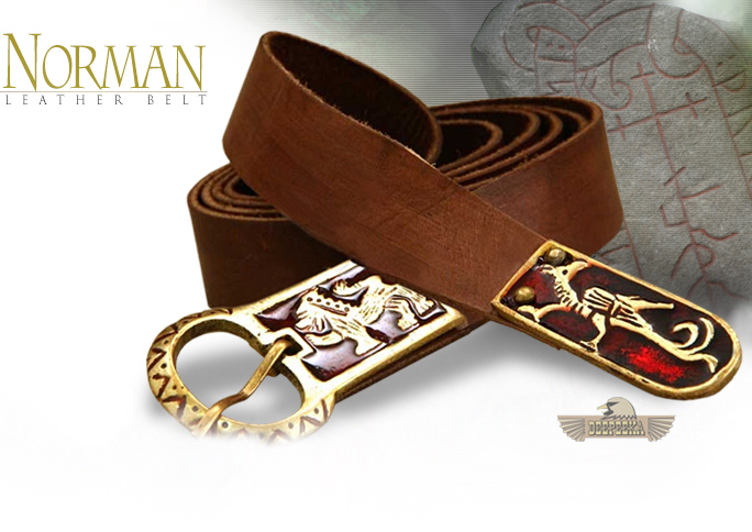 NobleWares Image of Norman Lion & Dragon Leather Belt AH6787 by Deepeeka