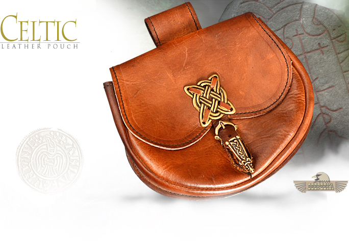 NobleWares Image of Celtic Leather Pouch AH4144 by Deepeeka