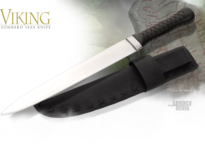 NobleWares Image of IP131 Battle Ready Lombard Saxon Seax and scabbard by Legacy Arms