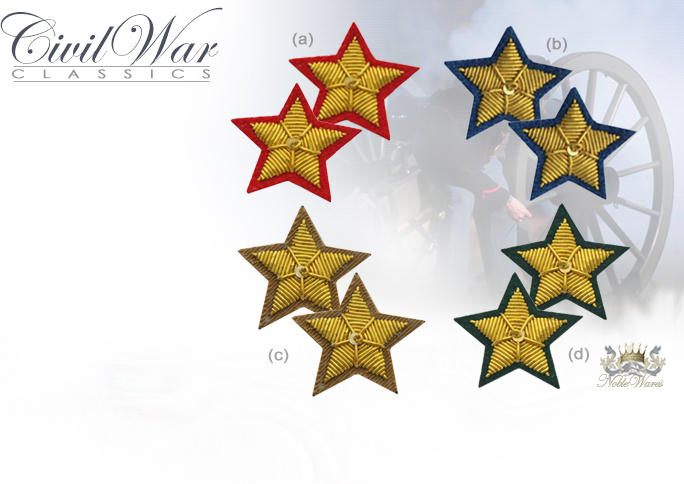NobleWares Image of Civil War Embroidered Officer Collar Stars, Red HS-7832, Blue HS-7831, Brown HS-7821, Green HS-7833