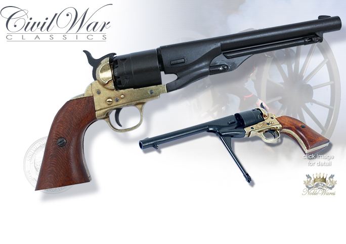 Denix Model 1007L Civil War Replica M1860 Colt Army Revolver Non-Firing Brass and Blued finish