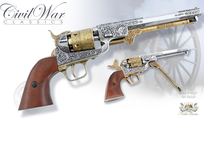 Denix Model 1040L Civil War Replica M1851 Colt Navy Revolver Non-Firing Decorated Brass and Nickel finish