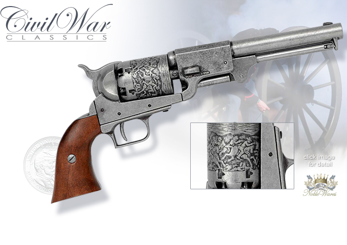 NobleWares Image of Denix Model 1055 Civil War Replica M1848 Engraved Colt Dragoon Revolver Non-Firing with Hardwood Grips