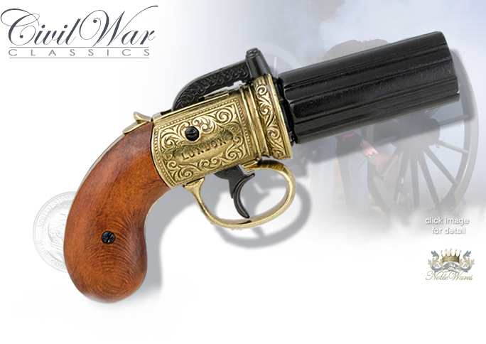 Non-firing replica England 1840 Pepperbox Brass & Blued Revolver 5071 by Denix