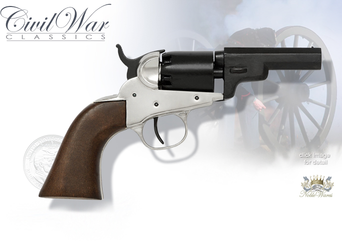 Non-firing replica of Colt 1849 Pocket Pistol Revolver 1259NQ Nickel and Blued finish by Denix