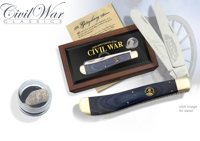 NobleWares Image of Civil War 150th Anniversary Jumbo Trapper Knife RR1227 Set by Rough Rider