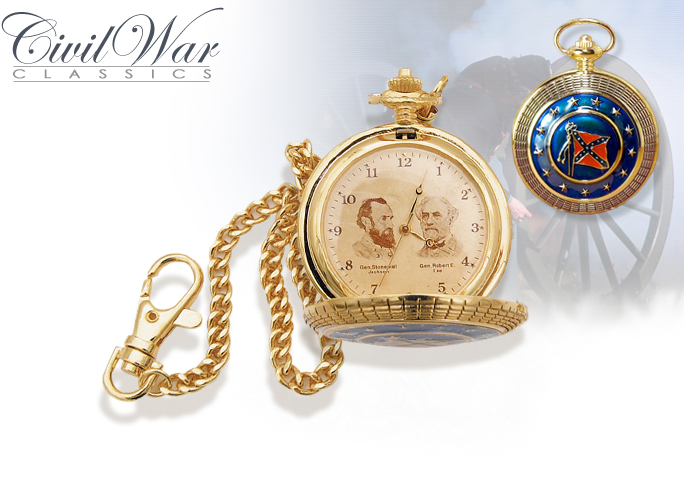 NobleWares Image of Confederate General Civil War Pocket Watch with Stonewall Jackson and Robert E. Lee IW38 by Infinity