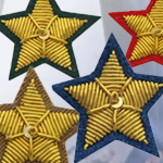 Civil War Embroidered Officer Collar Stars, Red HS-7832, Blue HS-7831, Brown HS-7821, Green HS-7833