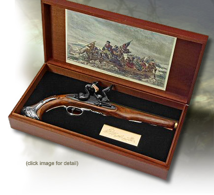 The George Washington flintlock pistol boxed collector set 