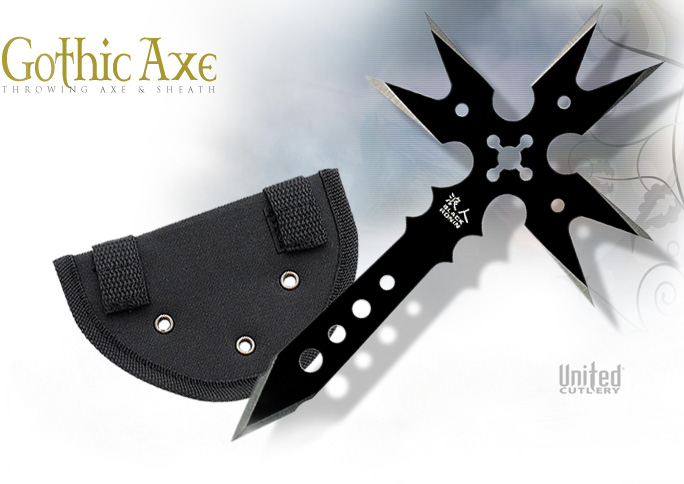 NobleWares Image of Black Ronin Gothic Throwing Axe UC2958 by United Cutlery