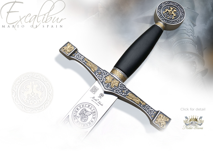 NobleWares Image of Sword Excalibur Deluxe Silver and Gold Edition 752 by MARTO of Toledo Spain