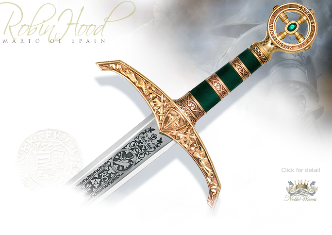 NobleWares Image of Robin Hood Sword MA754 Deep Etch Gold Special Edition by MARTO of Toledo Spain