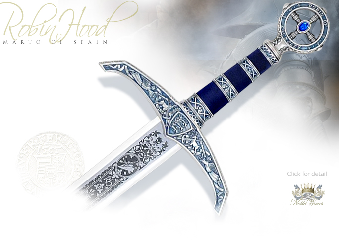 NobleWares Image of Robin Hood Sword MA754.1 Deep Etch Silver Special Edition by MARTO of Toledo Spain
