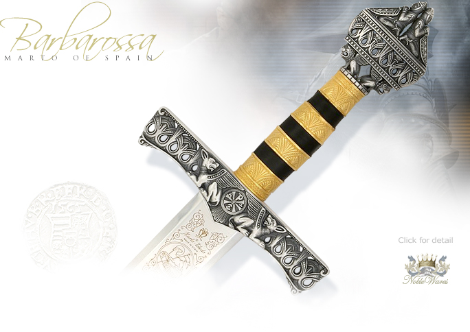 NobleWares Image of Barbarossa Sword 566 Silver Edition by MARTO of Toledo Spain