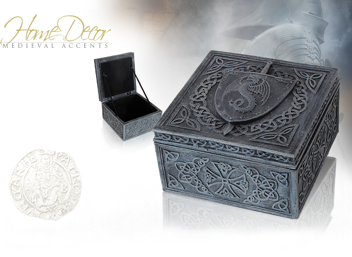 NobleWares Image of Simulated Stone Dragon Shield Box 6409 by YTC Summit
