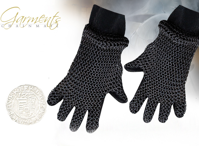 NobleWares Image of Medieval Knights Chainmail Gloves in Darkened Finish LS1692 by Legends In Steel