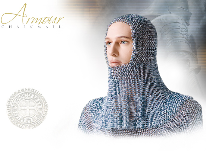 NobleWares Image of Medieval Knights Square Face Chainmail Coif AB2562 by GDFB