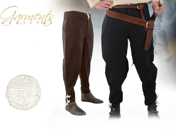NobleWares Image of Brown and Black Medieval Pants with Ankle Lace by Get Dressed For Battle GDFB