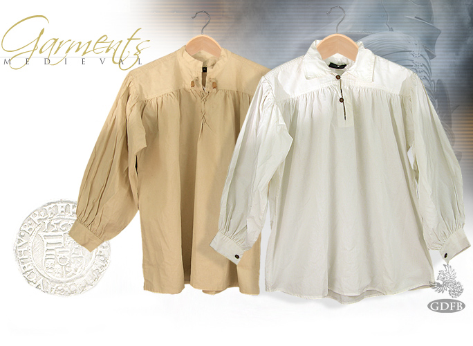 NobleWares Image of Medieval Collarless & Collard Cotton Shirts with Laced or Button Neck by Get Dressed For Battle GDFB