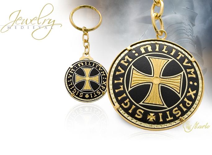 NobleWares Image of Templar Cross Keychains, Damascene Double Face 8306, and Single Face 8307 by Marto Midas of Toledo Spain