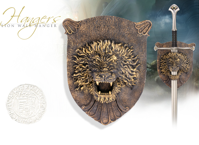 NobleWares Image of Lion Head on Shield Universal Sword Hanger 4563